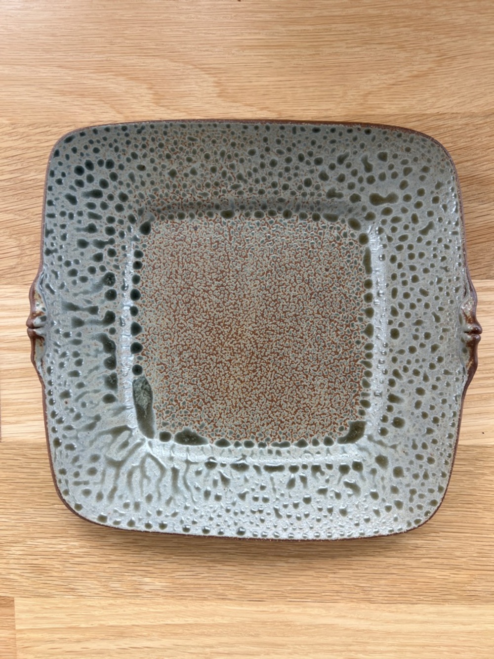 Handmade Studio Pottery Catchall Tray Organic Modern Volcanic Glaze Sage Green